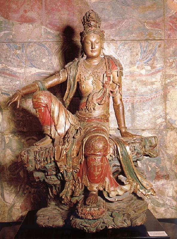 unknow artist Guanyin 1 loan-beginning 12e century Gepolychromeerd wood